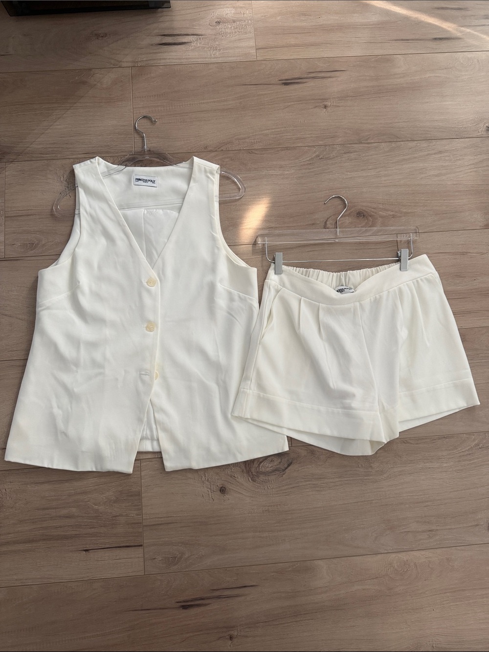 Princess Polly white Two-Piece Vest & Shorts Set